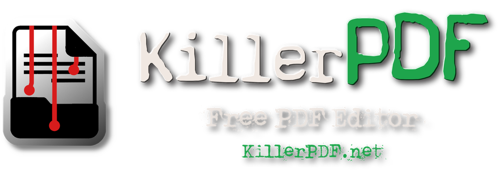 KillerPDF wordmark: a free, open-source PDF editor for Windows
